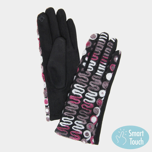 Multi-Color Yarn Smart Touch Women's Gloves Purple