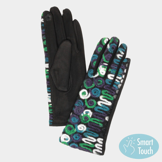 Multi-Color Yarn Smart Touch Women's Gloves Teal