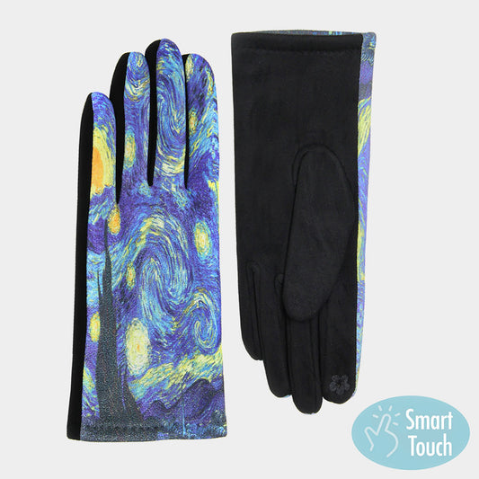 ART SMART TOUCH GLOVES "The Starry Night" PRINT