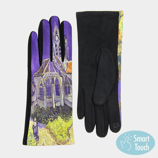 ART SMART TOUCH GLOVES "Church at Auvers" PRINT