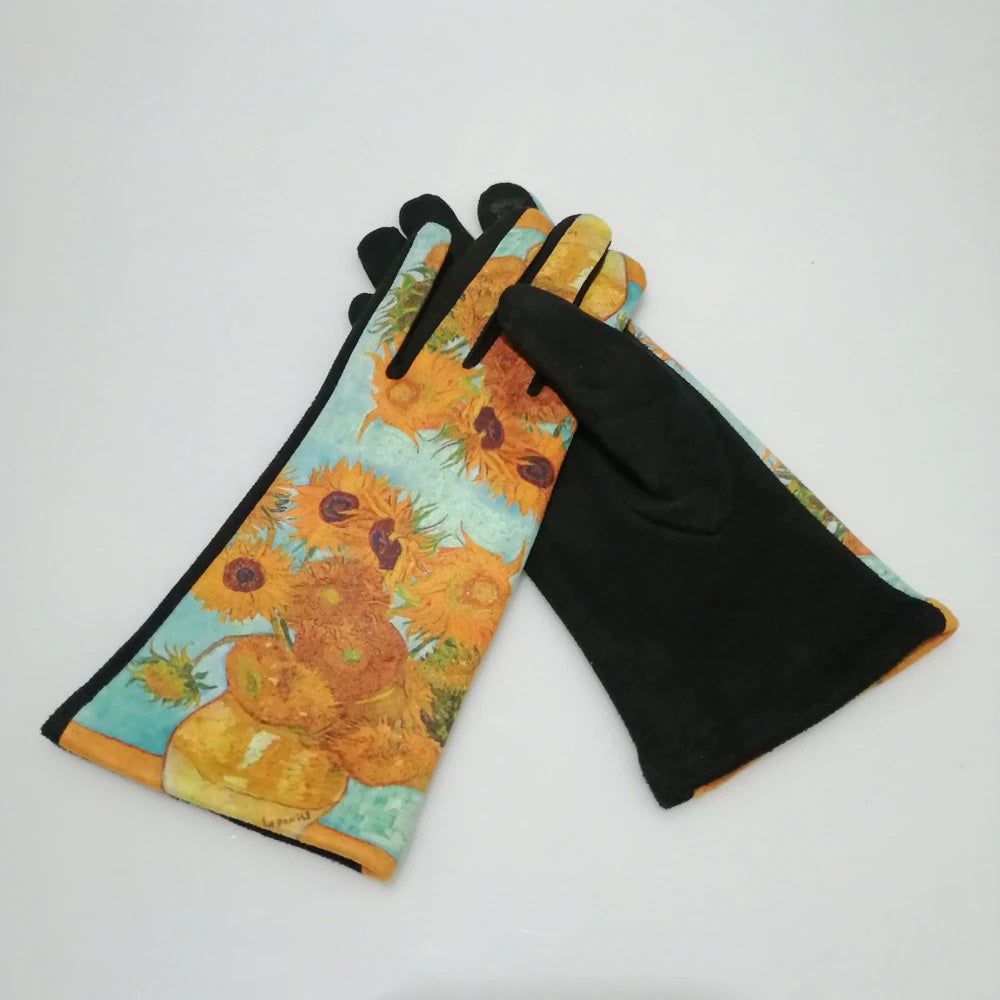 ART SMART TOUCH GLOVES "Van Gogh Art Gloves Sunflowers Blue" PRINT