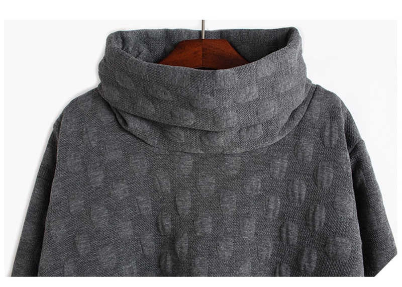 Turtleneck Dot Pattern Long Sleeve Oversized Tunic Gray