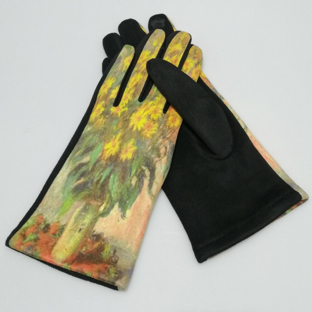 ART SMART TOUCH GLOVES "Van Gogh Art Gloves Still Life Flowers Yellow" PRINT