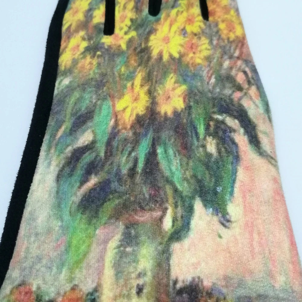 ART SMART TOUCH GLOVES "Van Gogh Art Gloves Still Life Flowers Yellow" PRINT