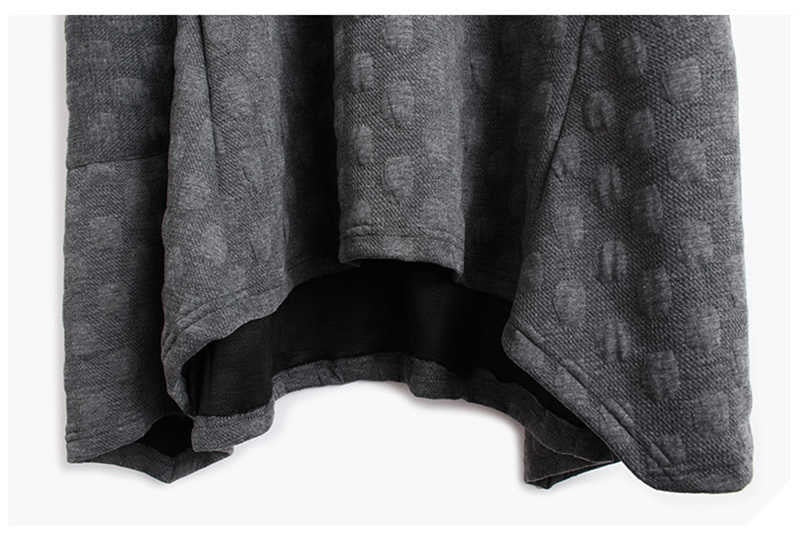 Turtleneck Dot Pattern Long Sleeve Oversized Tunic Gray