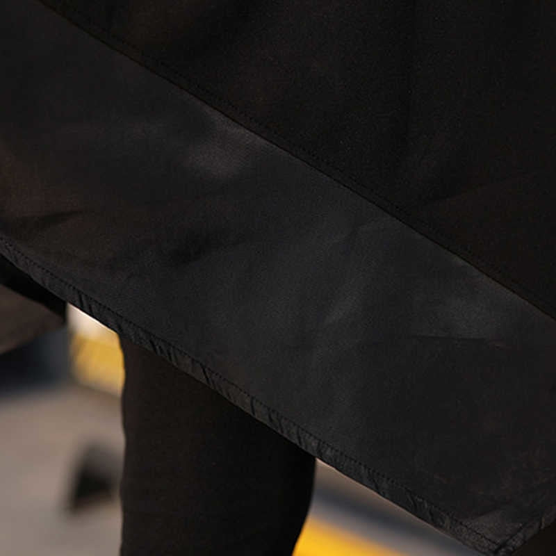 Asymmetrical Hem Scarf Collar Long Sleeve with Zipper Accents Tunic Top Black