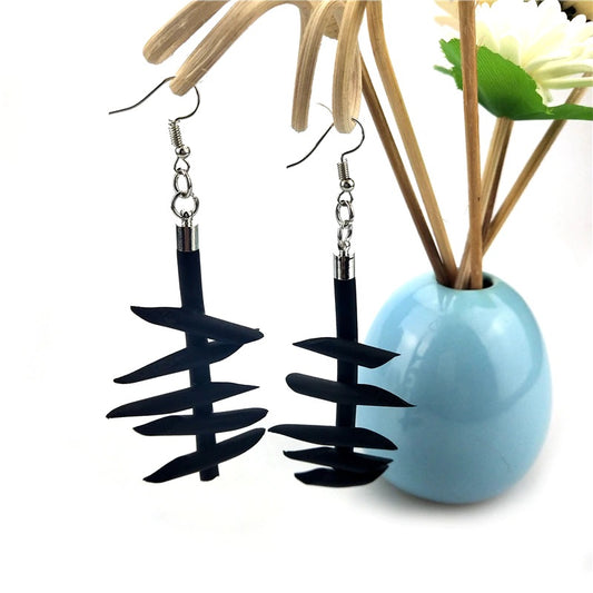 Recycled Rubber/Silicone Branch Geometric Drop Ear