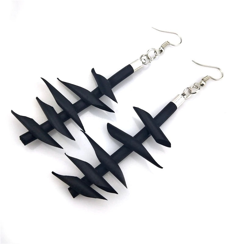 Recycled Rubber/Silicone Branch Geometric Drop Earrings