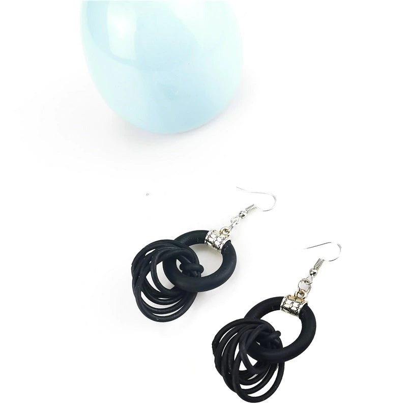 Recycled Rubber and Silicone Circle Drop Earrings