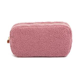 PURPLE SHERPA FAUX FUR MAKEUP BAG