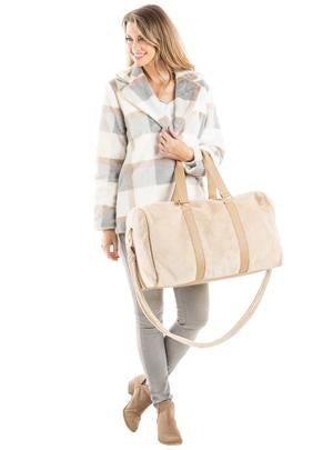 TAN FAUX FUR WEEKENDER BAG