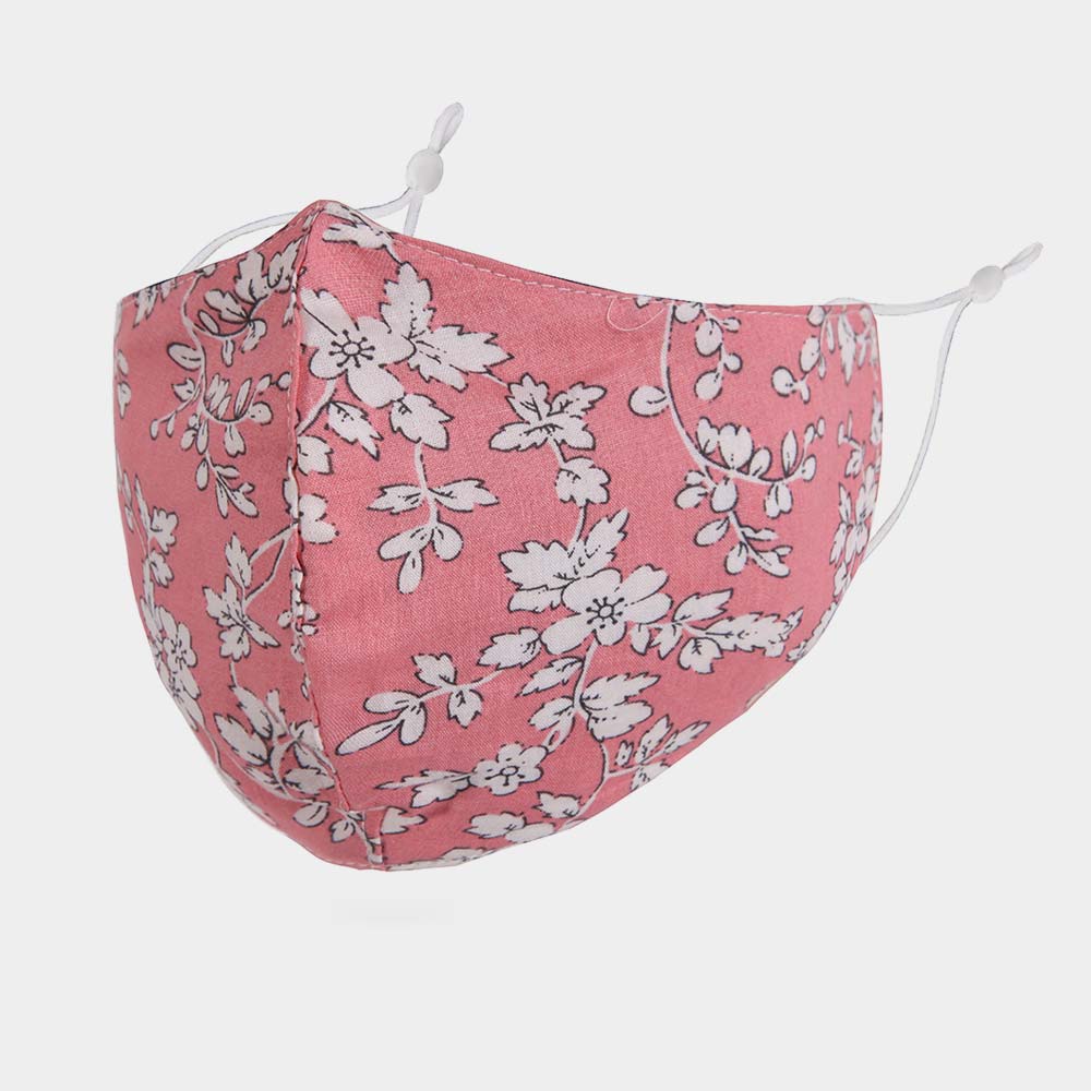 Cotton Print Fashion Face Mask Floral Print Pink