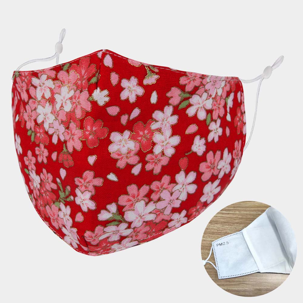 Cotton Print Fashion Face Mask Floral Print Red