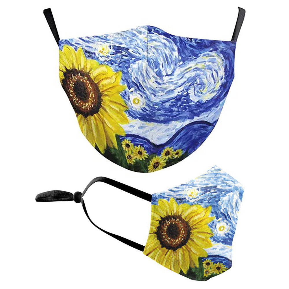 Cotton Fashion Mask Sunflower/Starry Night Print