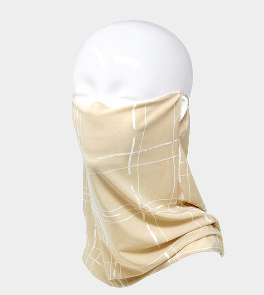 Fashion Beige/Wht Plaid Print Seamless Tube Scarf Mask