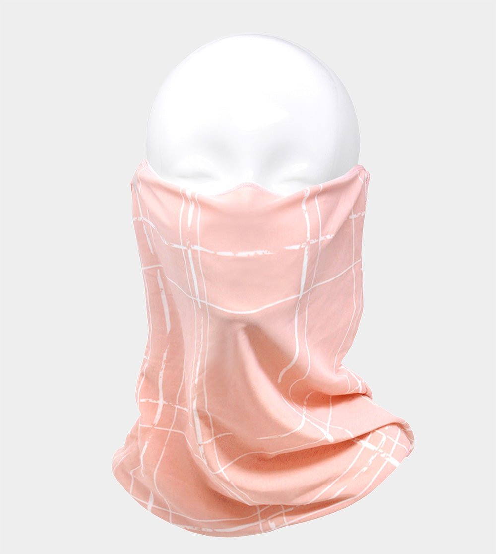 Fashion Pink/Wht Plaid Print Seamless Tube Scarf Mask
