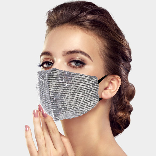 Sequin Fashion Mask Silver