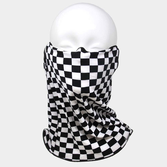 Fashion Checkerboard Print Seamless Tube Scarf Face Mask