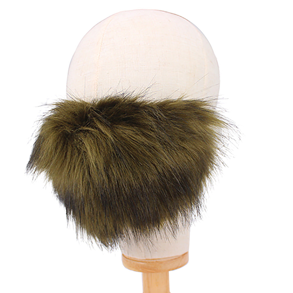 Holiday Faux Fur Fashion Mask Olive Green