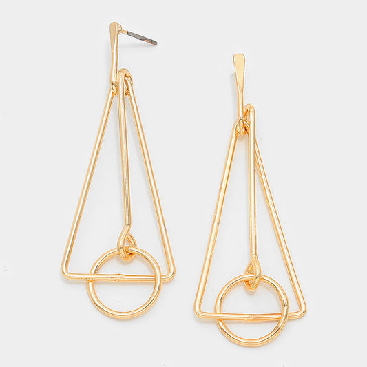 Geometric Metal Hoop Earrings Gold Tone