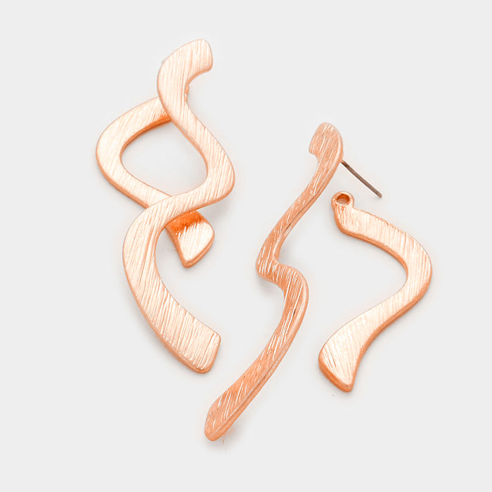 Wavy metal ear jacket earrings