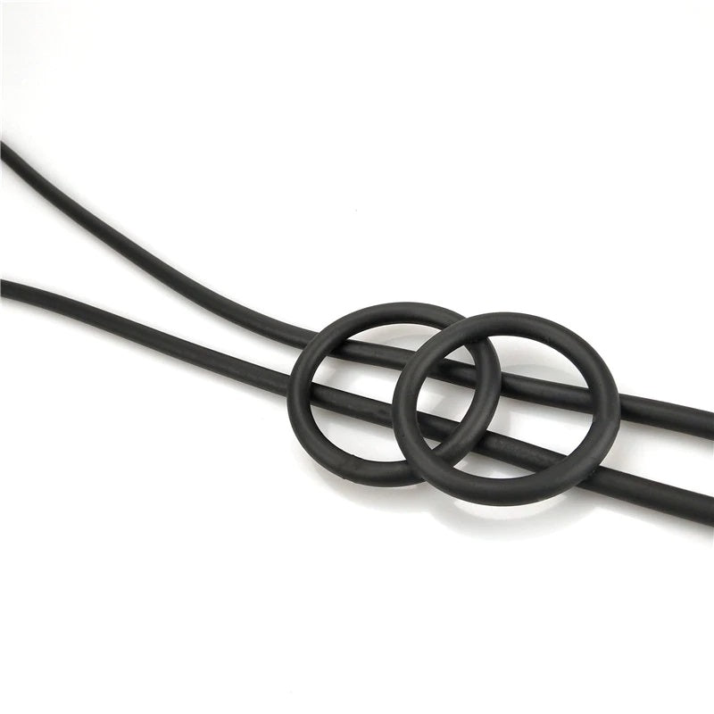 Recycled Rubber/Silicone Long Geometric Double Circle Pendant Necklace