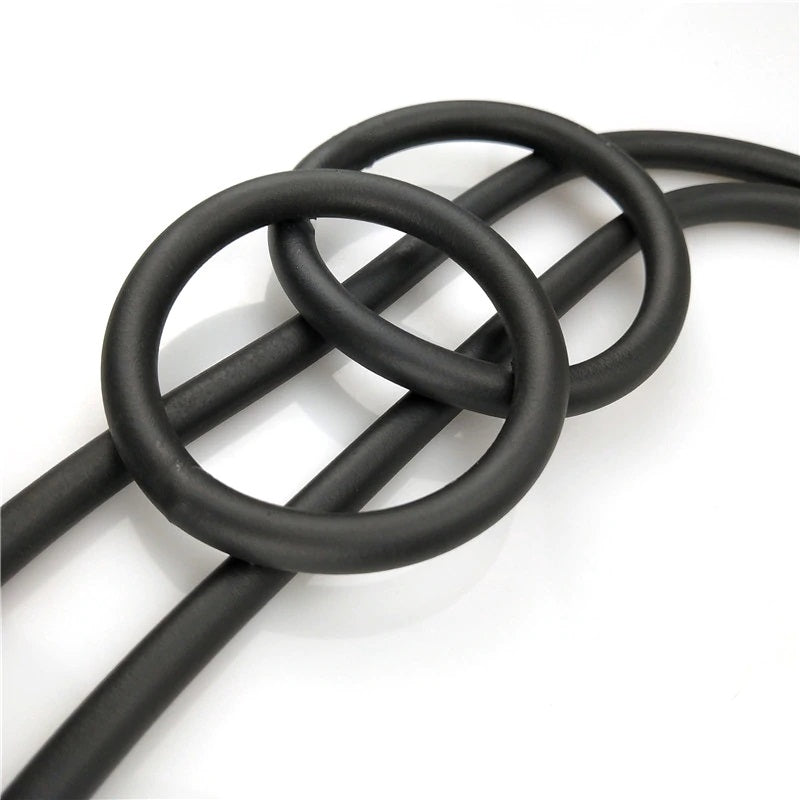 Recycled Rubber/Silicone Long Geometric Double Circle Pendant Necklace