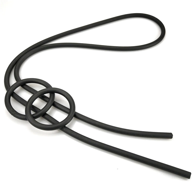 Recycled Rubber/Silicone Long Geometric Double Circle Pendant Necklace