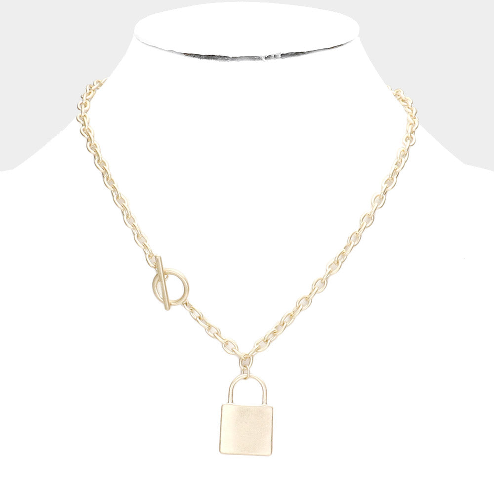 PAD LOCK PENDANT TOGGLE NECKLACE Gold