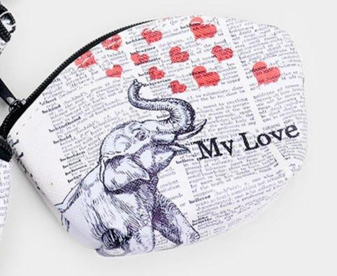 "My Love" Heart Newspaper Coin Purses 4 styles