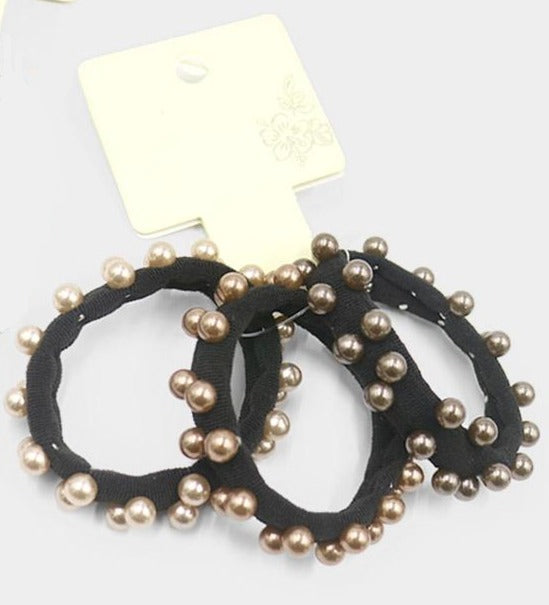 Pearl 6mm Stretch Hair Bands Set of 3