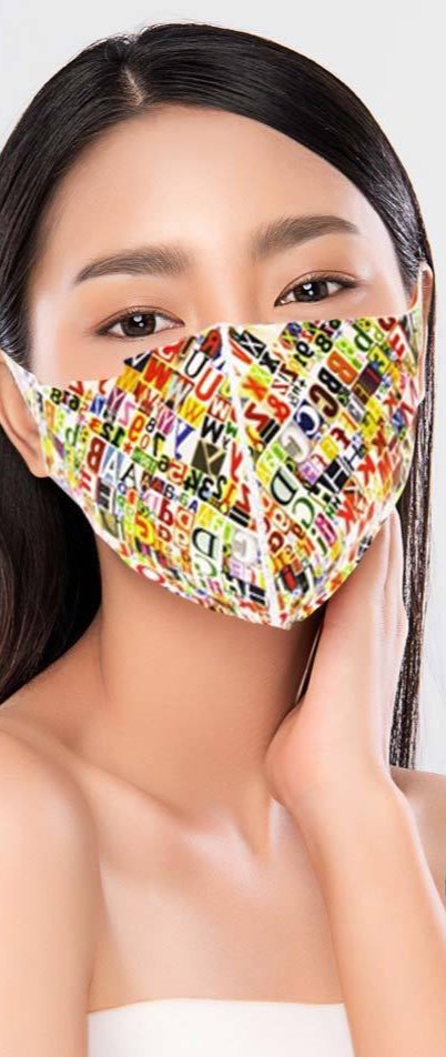 Fun Graphic Print Face Mask Letter