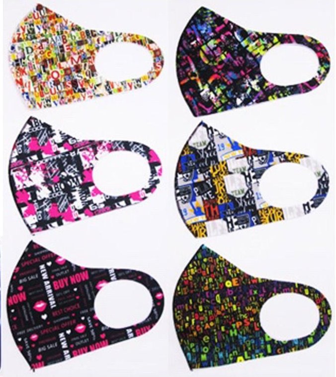 Fun Graphic Print Face Mask Letter
