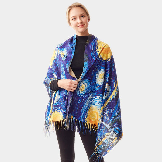 STARRY NIGHT BY VINCENT VAN GOGH PAINTING PRINTED SCARF
