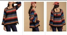 Multi Color Crochet Pullover Sweater by Vanilla