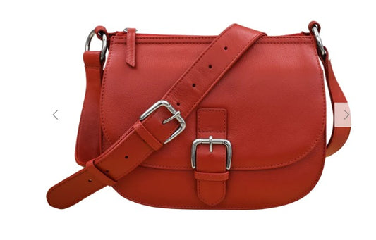 Leather Saddle Bag in Red