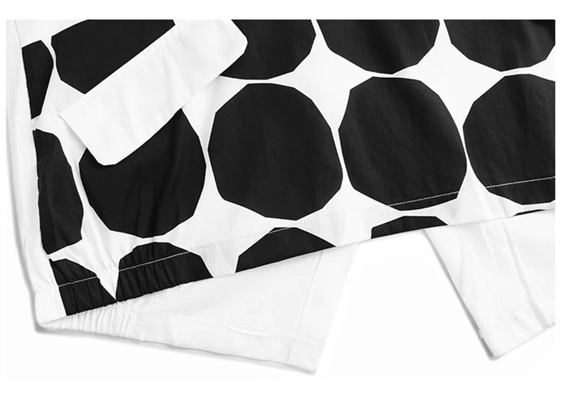 Cotton Oversized Polka Dot Top Loose Fit White/Black