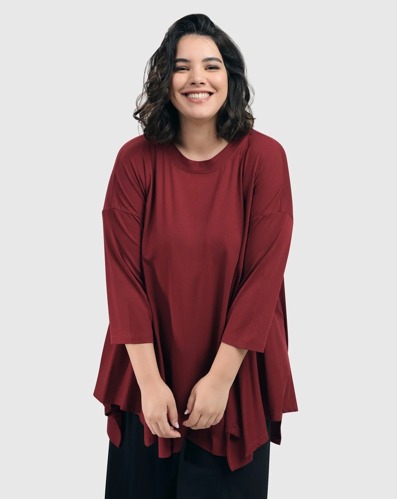 Essential Oversized Trapeze Top, Plum By Alembika