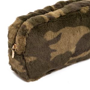 CAMO FAUX FUR MAKEUP BAG