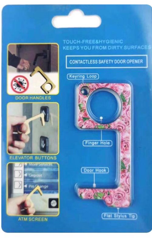 Germ-Free Touchless Door Opener and Button Push Stylus Tool Rose Gold