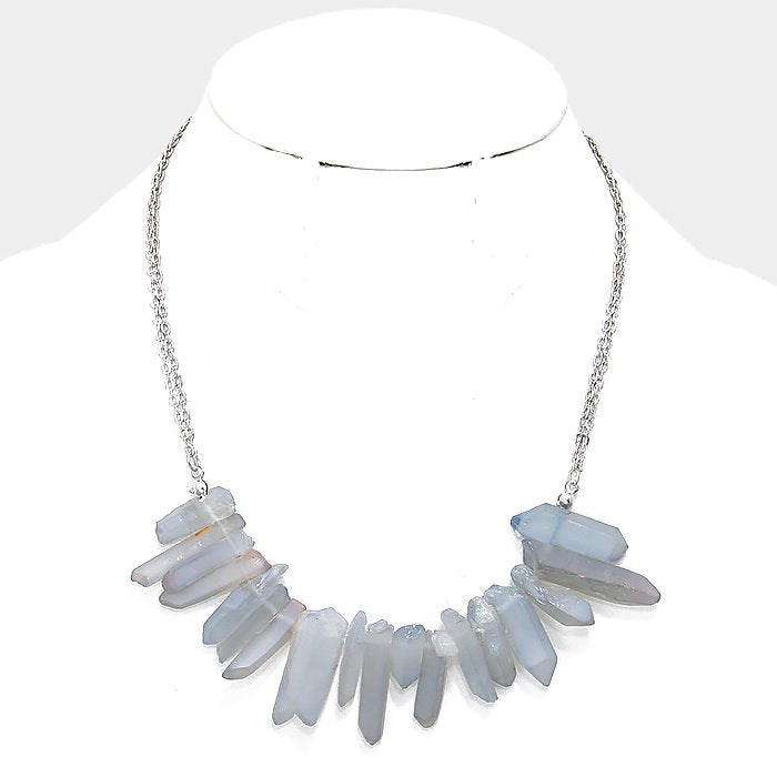 Raw quartz cluster necklace