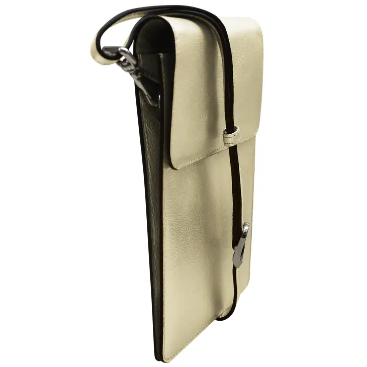 Slim Leather Phone Crossbody Wallet w/Tab Closure Light Gold