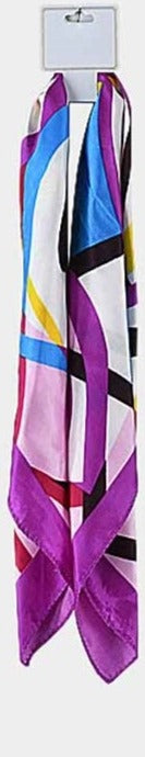 Abstract Print Satin Square Scarf 6 Colors 19x19