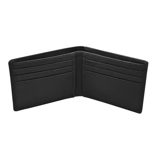 Leather Bifold Men's Wallet with Back Slit Pocket Black