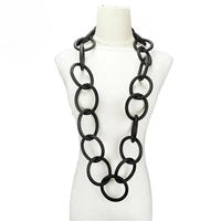 Recycled Rubber and Silicone Link Chain Long Necklace Soft Black