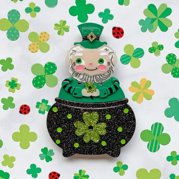 Lucky Leprechaun Brooch-Novelty Pin