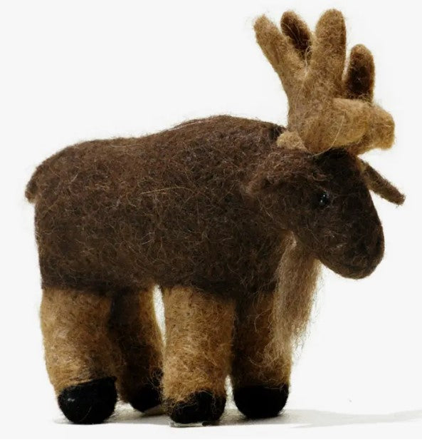 Moose: Alpaca Needle Felted Sculpture Ornament Decor