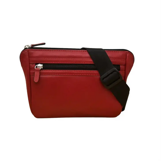 Leather Waist Pouch (Fanny Pack) Red
